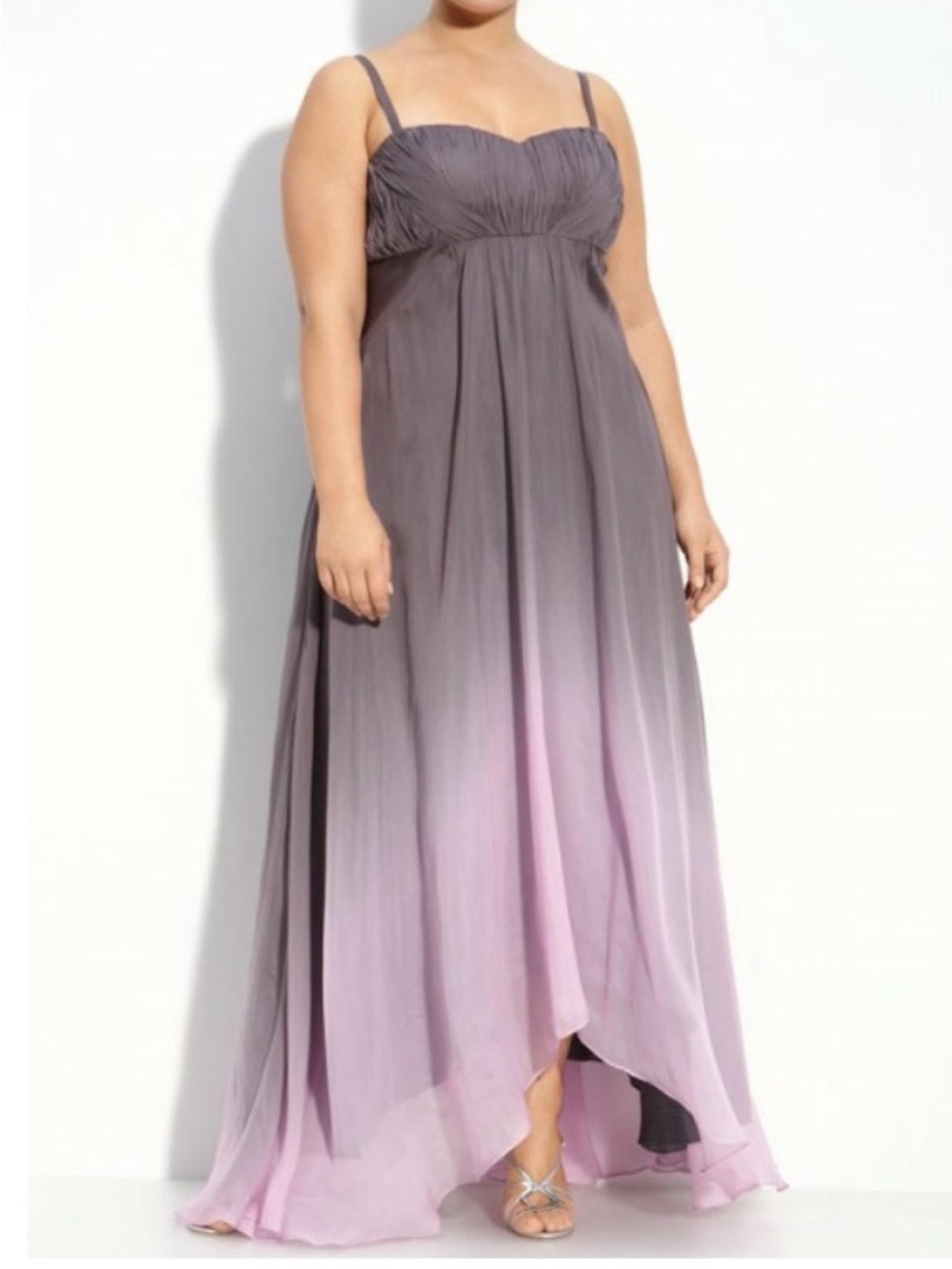 NWT: Plus Size Ombre Heather Purple to Pink Spaghetti Strap Maxi Dress